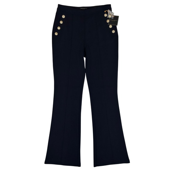 Christian Siriano Pants - Christian Siriano New York Navy Sailor Button High Rise Straight Leg Pants S